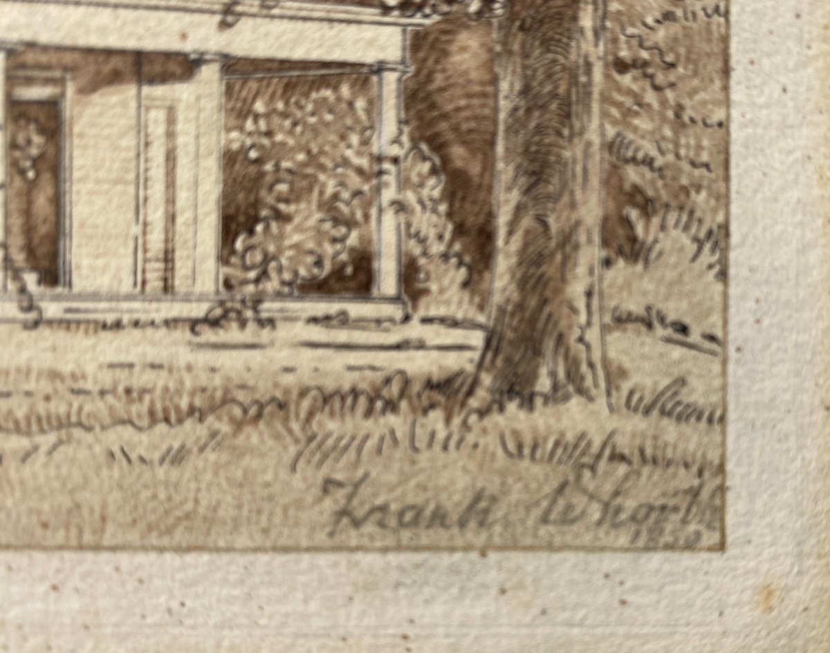 Governor Seymour And His Wife, Drawing Signed And Dated 1850-photo-4