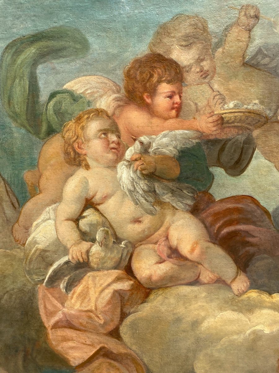 Amours Et Bulles De Savon, Paire De Grandes Huiles 18ème siècle -photo-3