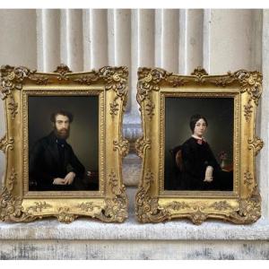 Pair Of Portraits Mid 19th Century 