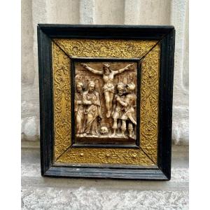 The Crucifixion, Monogrammed Alabaster Of Malines, Early 17th Century 
