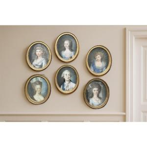 The Royal Family, Six Pastels, Late 18th Century 