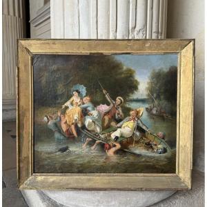 Les Joies Du Canotage, Huile Sur Toile Signée, Vers 1880