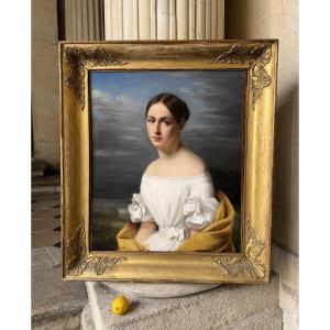 Portrait Of A Young Woman  In A Yellow Shawl Circa 1830