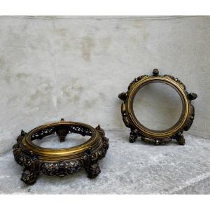 Pair Of 19th Century Gilt Bronze Chinese Pedestals 