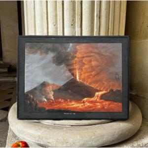 Éruption Du Vésuve En 1783, Gouache Napolitaine 19ème Siècle 