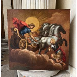 Apollon et Phaéton, huile sur toile début 18ème Siècle 