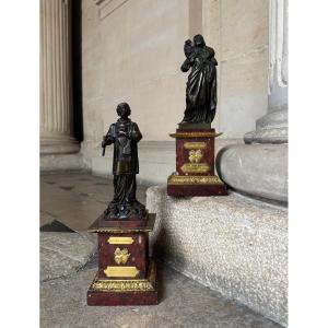 Paire De Statuettes Religieuses, Italie 1839
