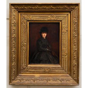 Charles Pécrus, Portrait d’Une Jeune  Femme À l’Ombrelle, Vers 1870