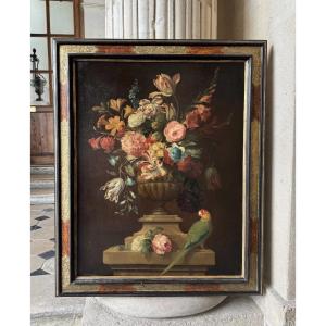 Still Life With A Bouquet And A Parrot, Early 19th Century 