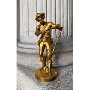 Le faucheur, bronze doré signé Jean Gautherin fin 19ème siècle