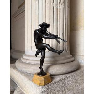 Faune jouant de l’aulos, bronze de Jean Bulio