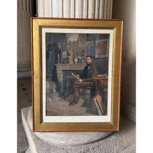 In The Painter's Studio, Watercolor, Circa 1850
