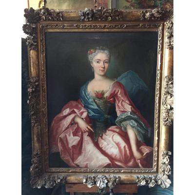 Grand Portrait Of A Lady Of Quality Epoque Louis 15