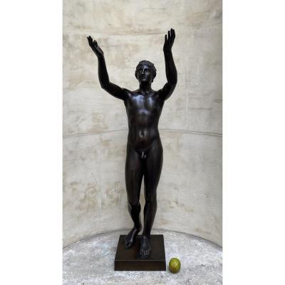 Jeune Homme Priant, Bronze Barbedienne 19ème Siècle d’Après l’Antique