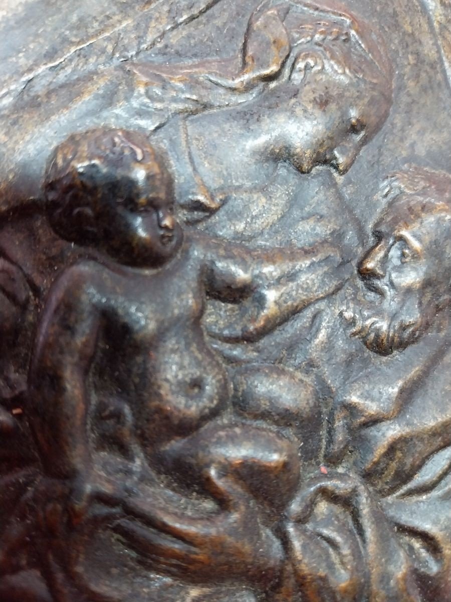 Plaque Ovale En Bronze "sainte Famille" 18ème-photo-4