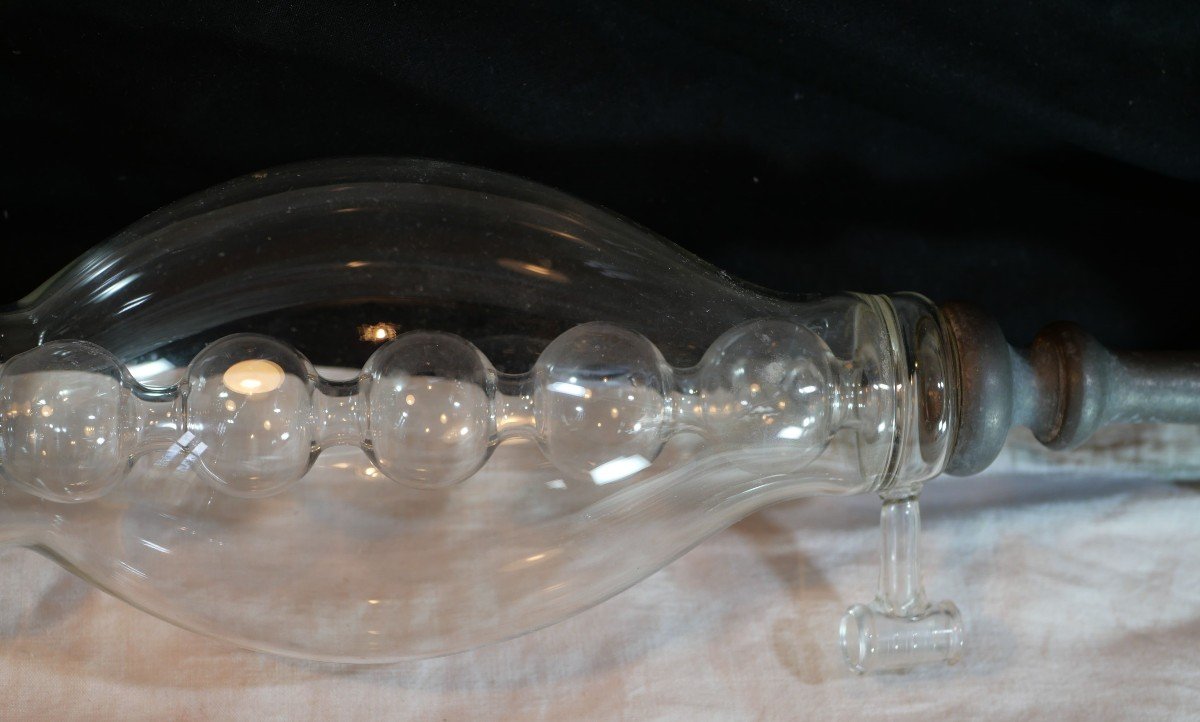Double Body Dosing Column Blown Glass Absinthe Or Syrup Early 21st Pewter Louis Houzeaux-photo-1