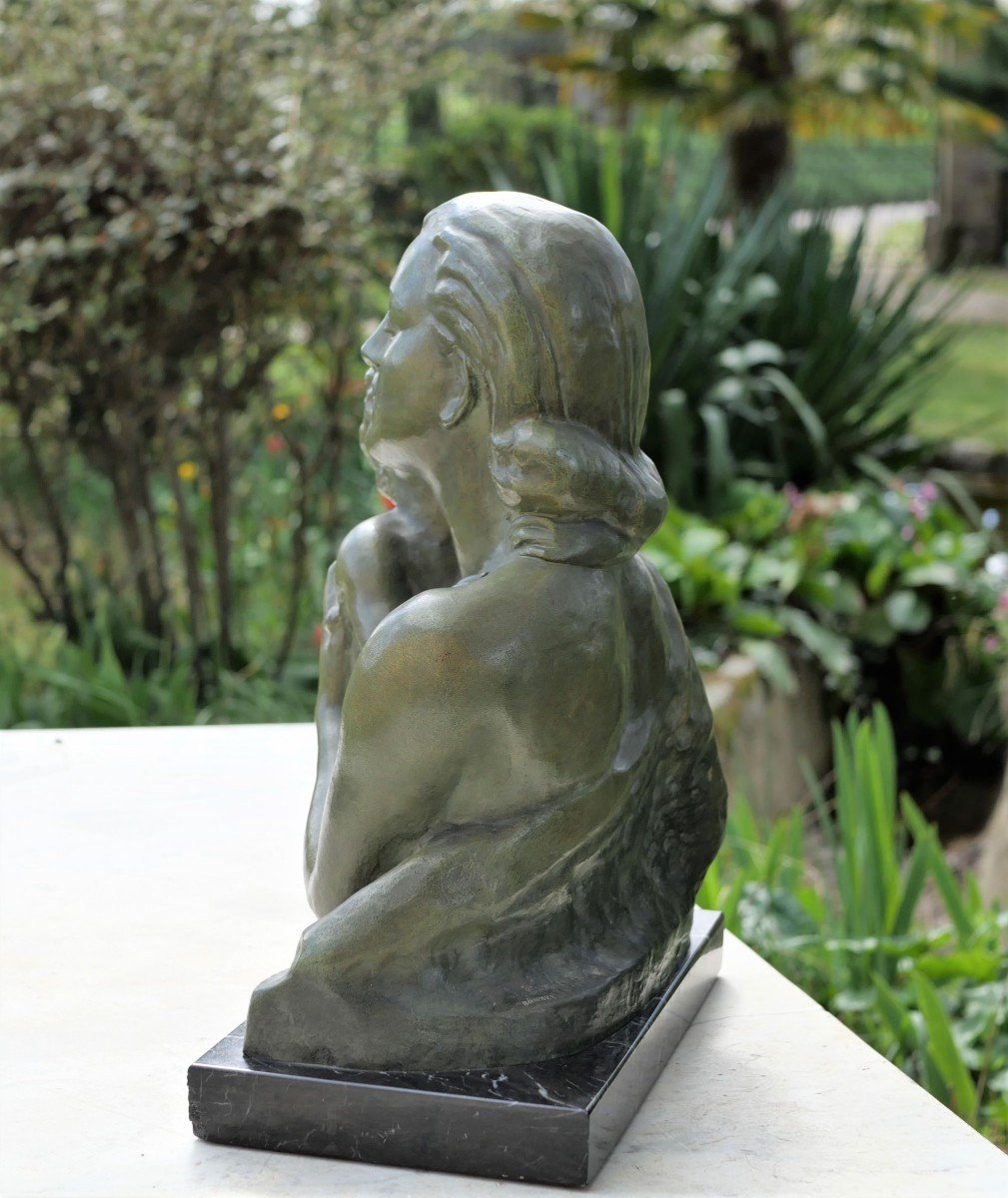 Art Deco - Maternity Bronze Sculpture - Green Patina - 1930s - Cipriani-photo-2