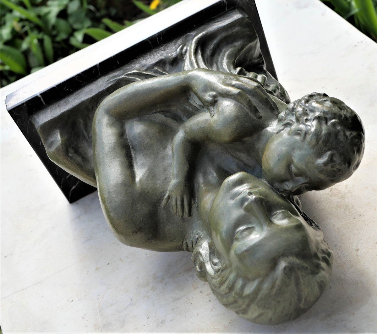 Art Deco - Maternity Bronze Sculpture - Green Patina - 1930s - Cipriani-photo-6