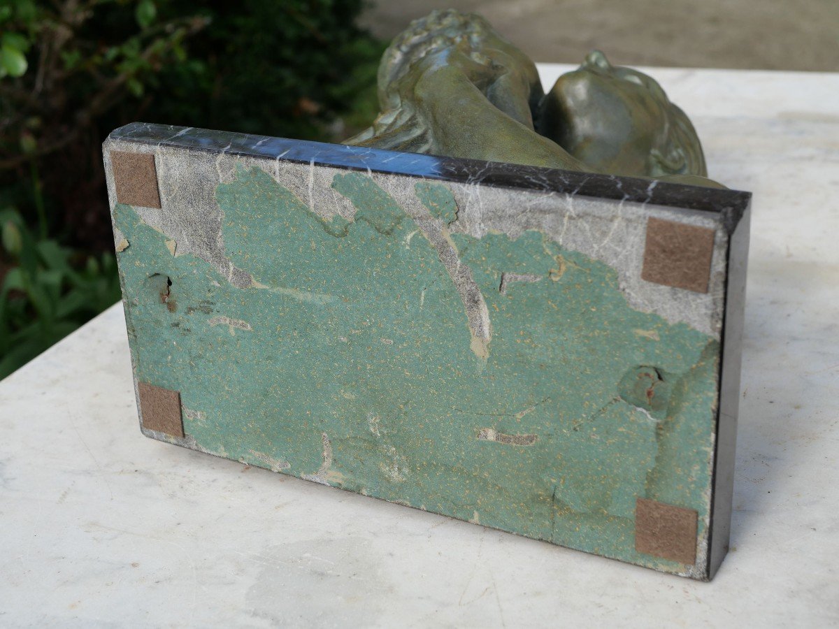 Art Deco - Maternity Bronze Sculpture - Green Patina - 1930s - Cipriani-photo-7