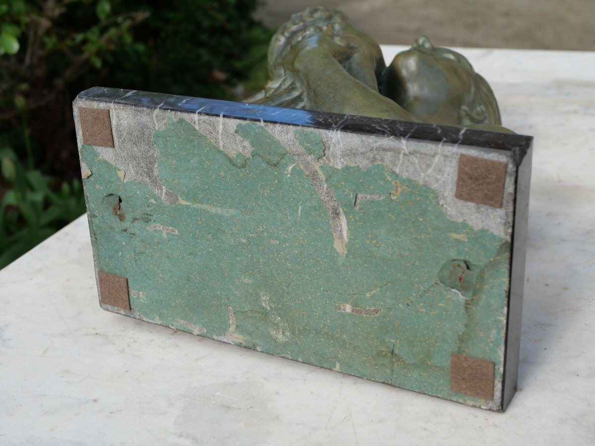 Art Déco - Sculpture Bronze Maternité  - Patine Verte - Années 30 - Cipriani YMA23CIP001-photo-7