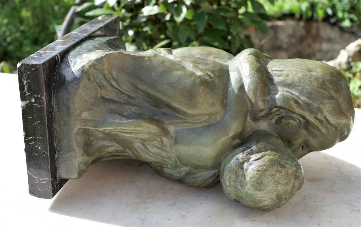 Art Deco - Maternity Bronze Sculpture - Green Patina - 1930s - Cipriani-photo-8