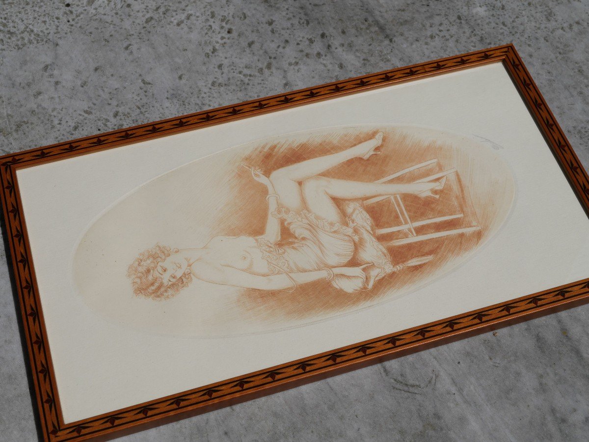 Erotica Pair Of Sanguines - Light And Bare Women - Signed Eduin - XX Ith Lithoengraved-photo-5