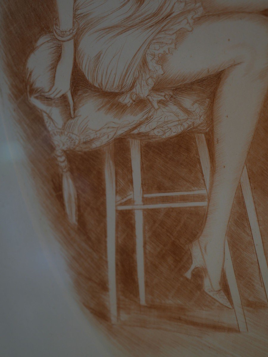 Erotica Pair Of Sanguines - Light And Bare Women - Signed Eduin - XX Ith Lithoengraved-photo-7