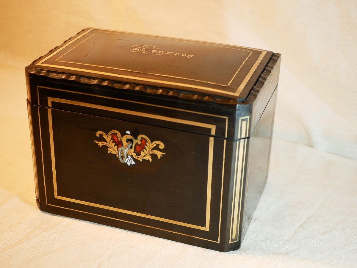 Cigar Humidor Box - Napoleon III Marquetry - Second Empire - 19th Century-photo-3