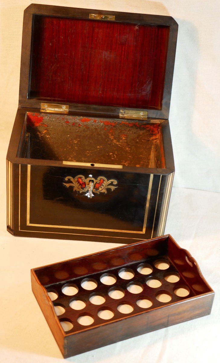 Cigar Humidor Box - Napoleon III Marquetry - Second Empire - 19th Century-photo-1