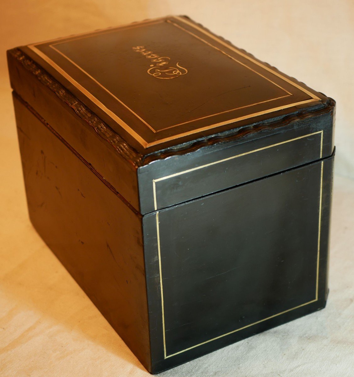 Cigar Humidor Box - Napoleon III Marquetry - Second Empire - 19th Century-photo-5