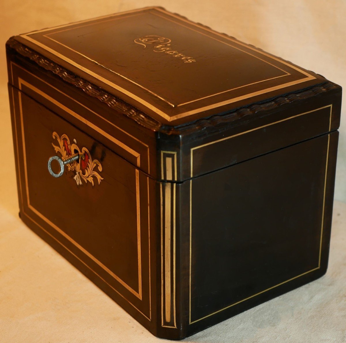 Cigar Humidor Box - Napoleon III Marquetry - Second Empire - 19th Century-photo-6