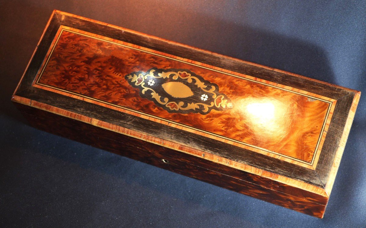 Box For Fan Or Gloves In Marquetry XIXth Century-photo-2