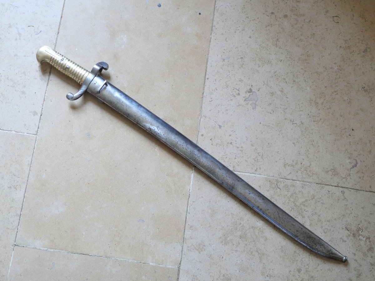 Sabre Baïonnette Modèle 1842 spéciale pour le mousqueton français d'artillerie mle 1829 - XIX Ième -photo-3