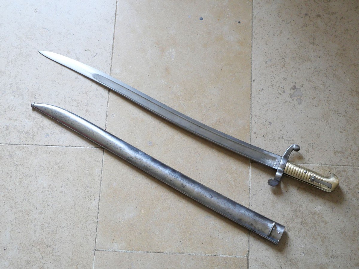 Sabre Baïonnette Modèle 1842 spéciale pour le mousqueton français d'artillerie mle 1829 - XIX Ième -photo-4