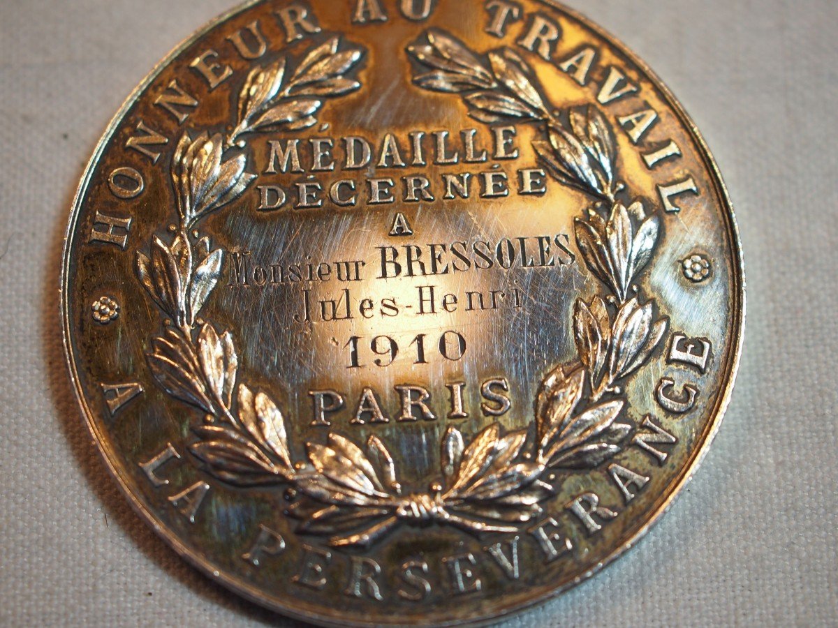  1910 Piano Maker Medal In Sterling Silver Jules Faivres Prize-photo-3