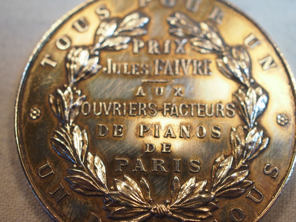  1910 Piano Maker Medal In Sterling Silver Jules Faivres Prize-photo-2