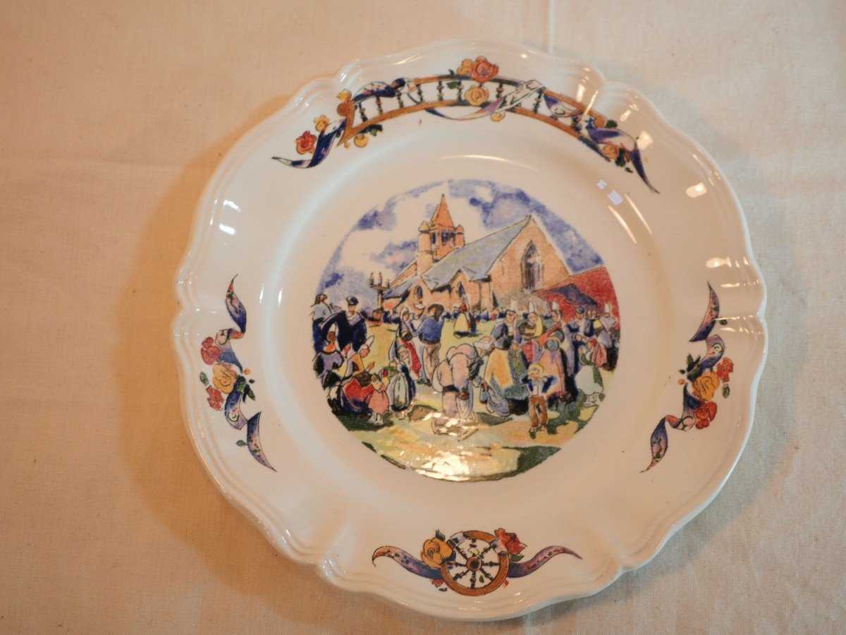 Lot Of Plates And Celtic Dessert Dish Sdv Sarreguemines, Digoin And Vitry-le-françois-photo-3