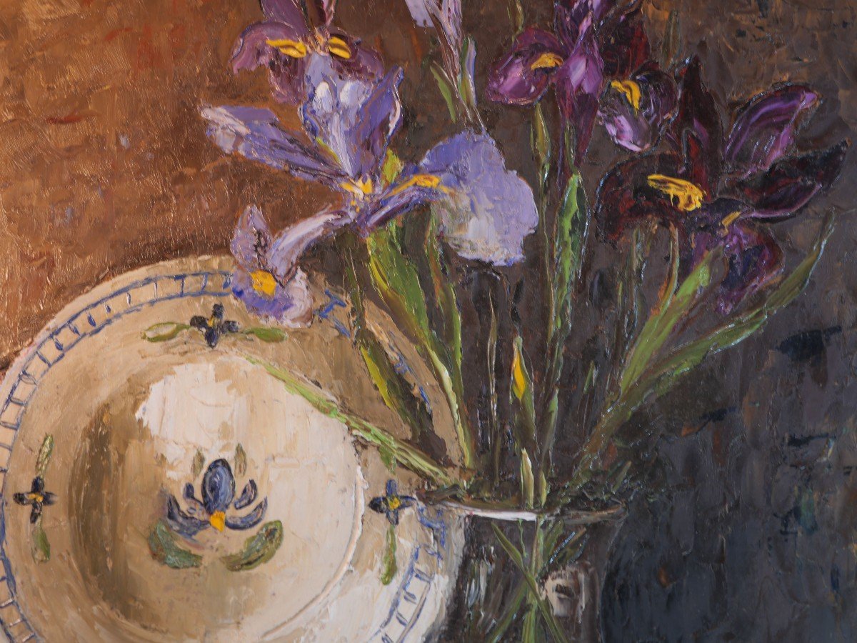 Tableau Hsp André Hardy Iris Nature Morte (scène Intérieur Faïence, Livre…) Jul24har001-photo-2