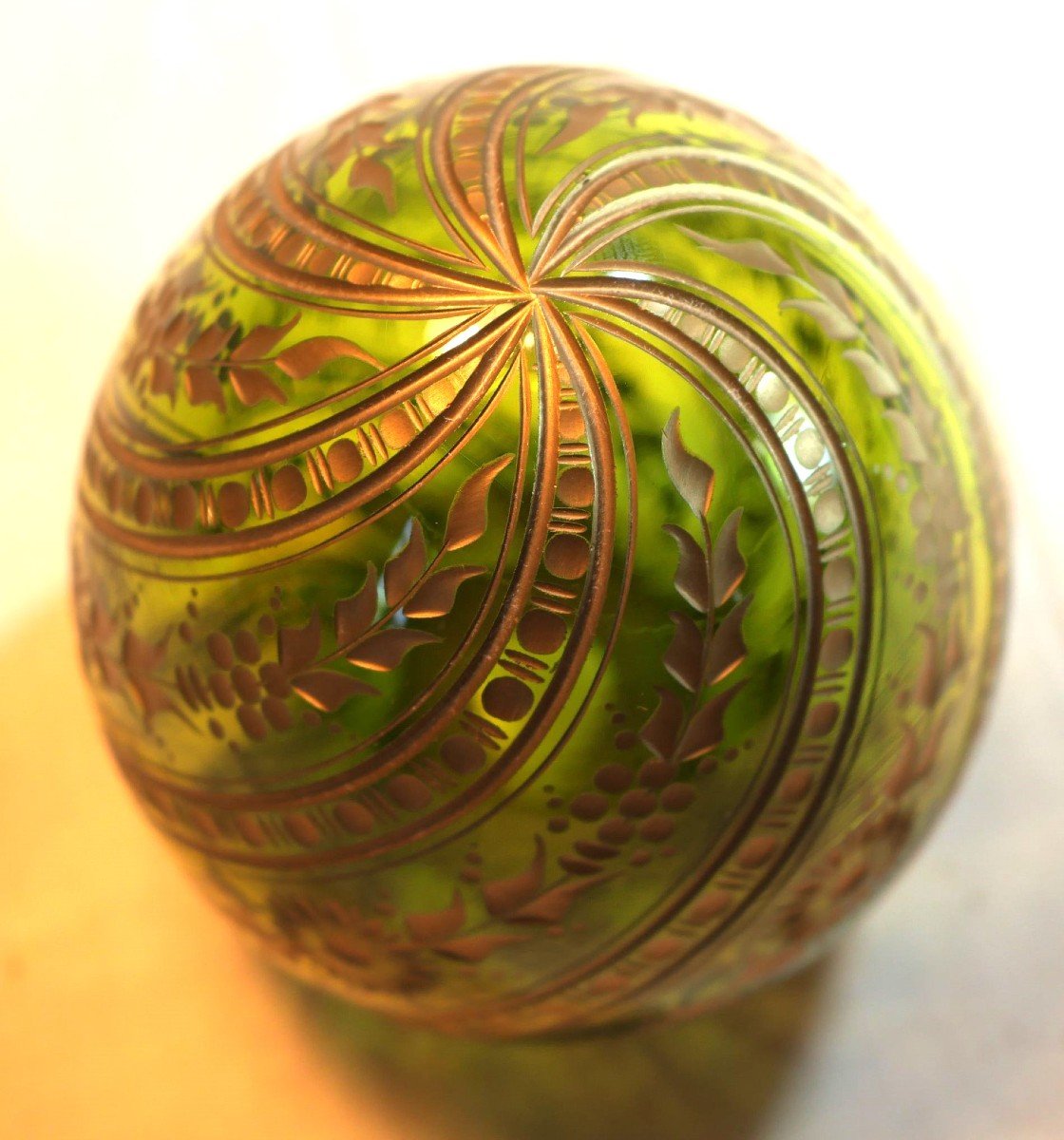 Faberge Style Egg Large Green Engraved Russian Production 70s/80s-photo-6