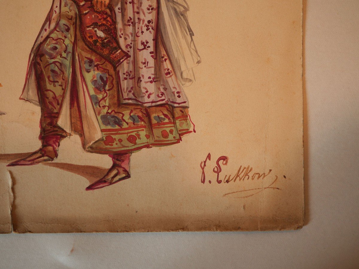 Aquarelle à l'Encre + Couleurs - Thaïlande Mandarin Royaume De Siam En Visite En Turquie XIX-photo-2