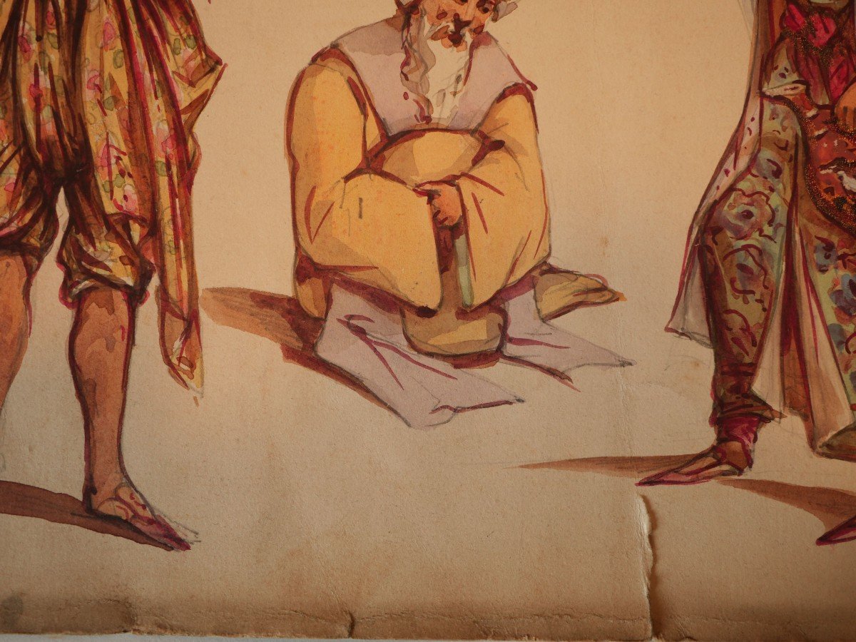 Aquarelle à l'Encre + Couleurs - Thaïlande Mandarin Royaume De Siam En Visite En Turquie XIX-photo-3