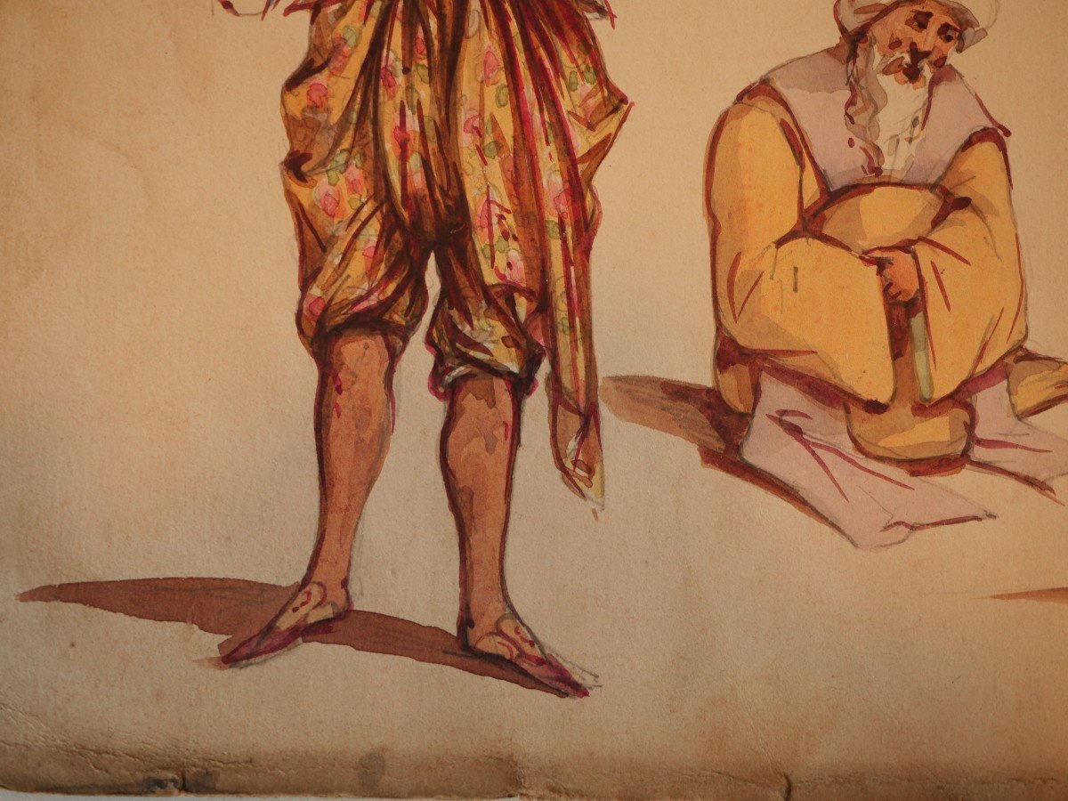 Aquarelle à l'Encre + Couleurs - Thaïlande Mandarin Royaume De Siam En Visite En Turquie XIX-photo-4