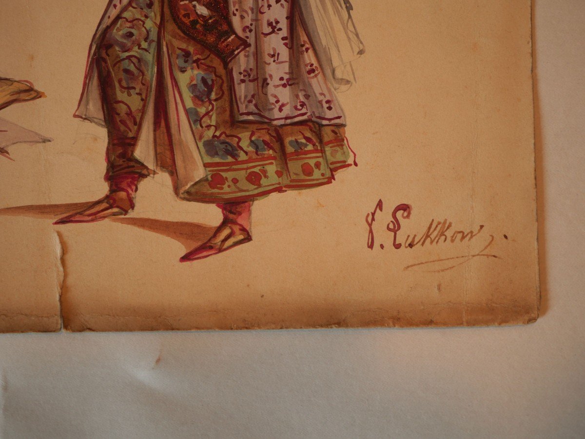 Aquarelle à l'Encre + Couleurs - Thaïlande Mandarin Royaume De Siam En Visite En Turquie XIX-photo-5