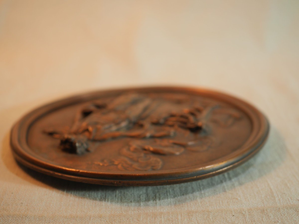 Circular Bronze Plate From A Cup From The Susse Foundries Depicting An Antique Scene In Relief-photo-4