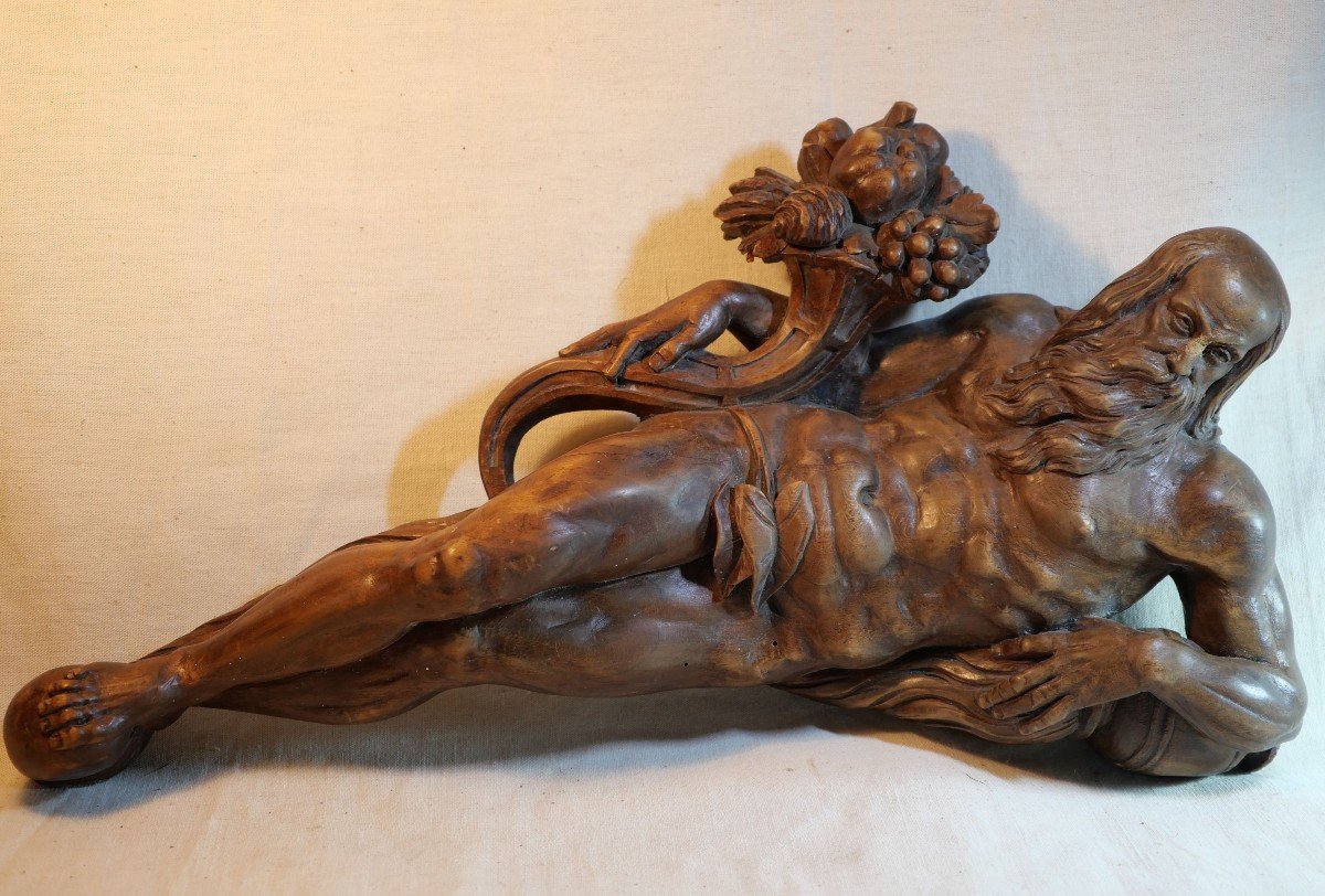  Sculpture Française En Bois d'Achéloos Ou De Nilus XVII Ou XVIII Ième Siècle - Ref Mag24scu001