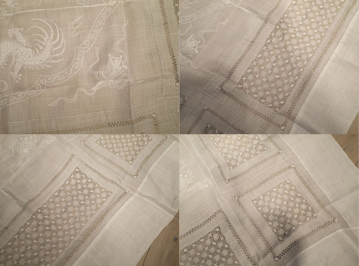 Nappe Française Du XIX Avec Motifs Dragons Indochine Francaise -  Mag24nap001-photo-6