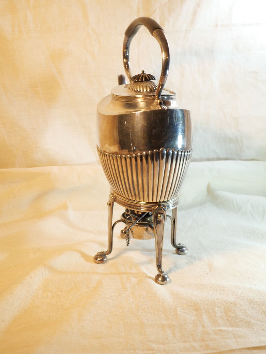 British Samovar Art Deco Silver Metal Gadrooned Decor Ebony Handles Early 20th Century Sdb25sam001-photo-3