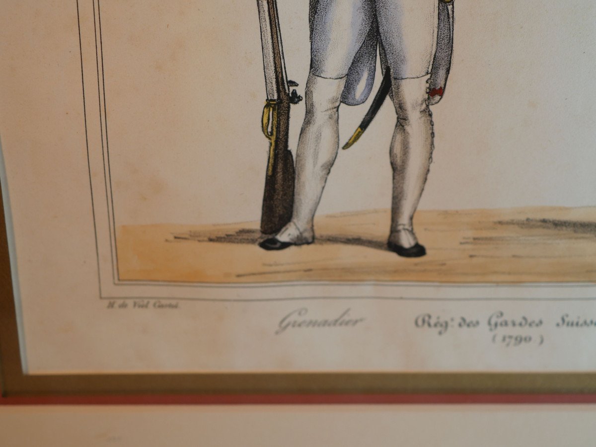 Old Uniforms - Swiss Guards Regiment 1790 Engraving Professional Framing Lbv24cad008-photo-1