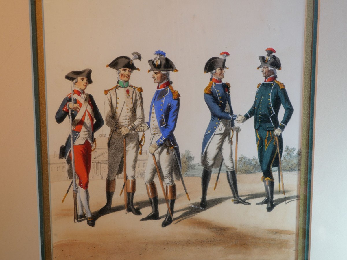 Uniformes Anciens Officiers Armée Française 1790 Gravure Encadrement Professionnel Lbv24cad014-photo-4