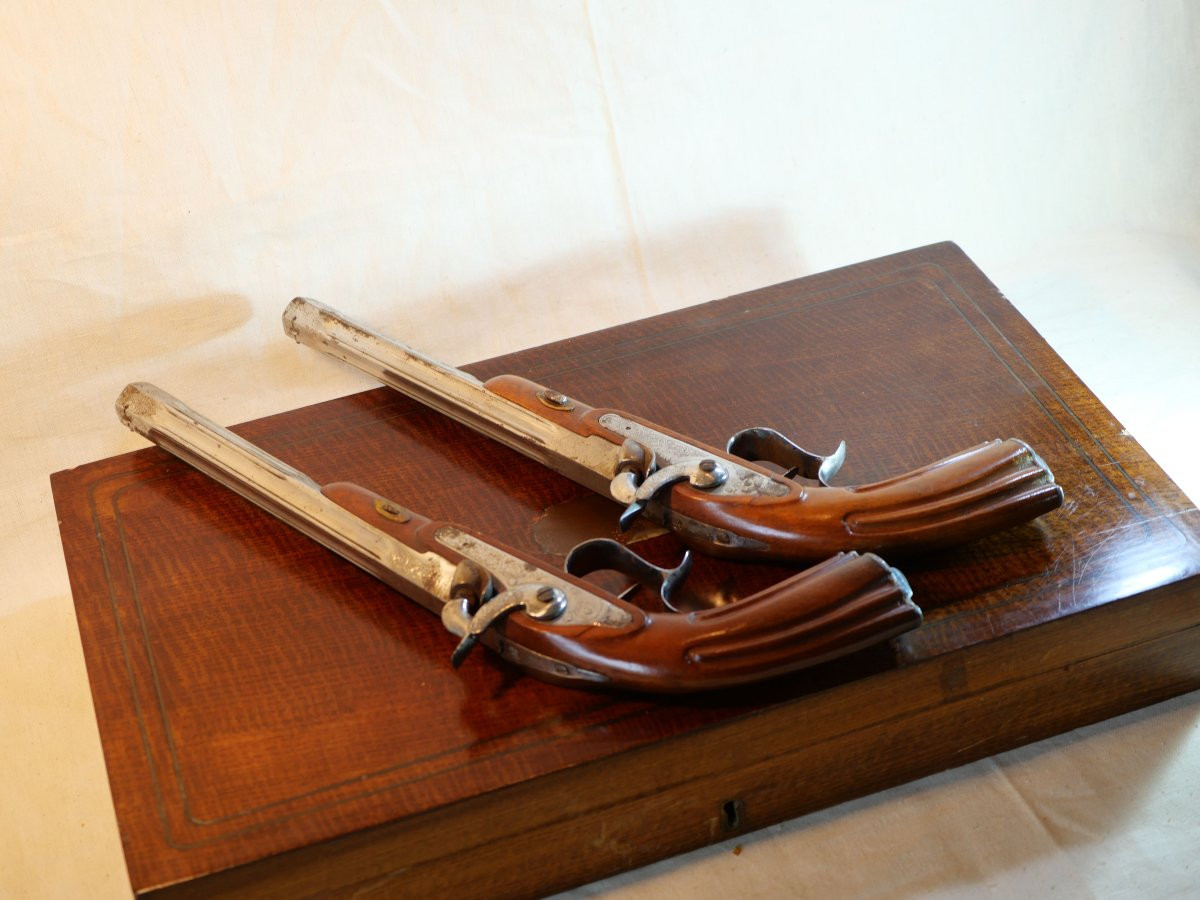 44 Caliber Dueling Percussion Pistol Set - 20th Century - Complete - Sdc25due001-photo-2